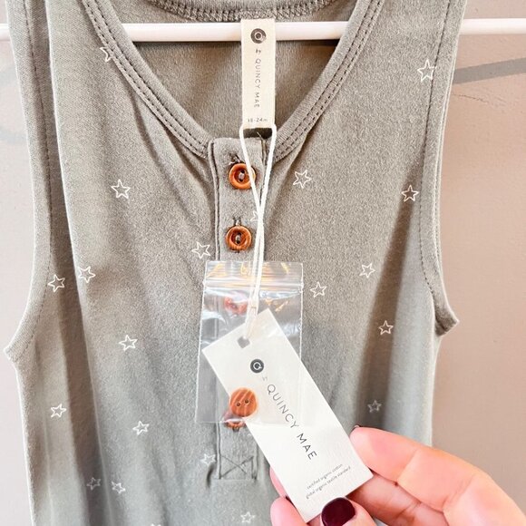 Q by Quincy‎ Mae NEW Star Sage Green Jumpsuit- Size 18-24m - Picture 4 of 5